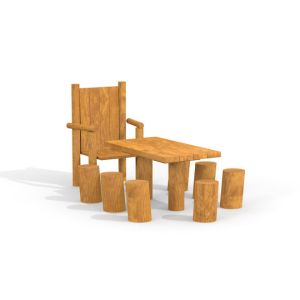 Nature Tisch mit Stuhl und Hockern