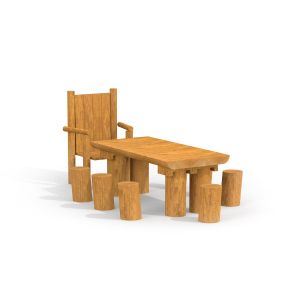 Nature Tisch mit Stuhl und Hockern