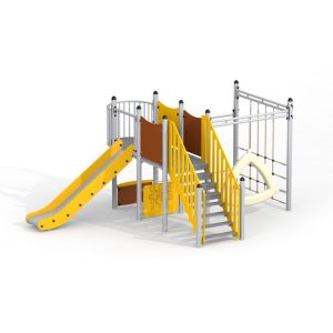 Kiosk mit Lehrtafeln und Rutsche