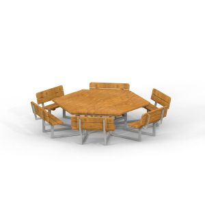 Tisch und Bank 6-eck
